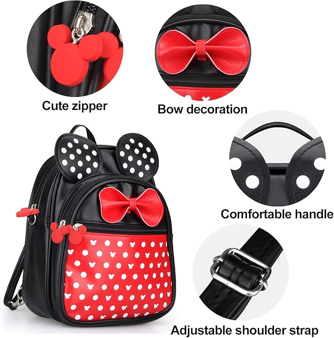 Voikukka Mini Backpack for Girls Small Backpacks Cute Little Kids Mini Mouse Backpacks for Toddler Girl Backpack Purse Gift Leather Child Crossbody Bag Children Travel Toys Baby Girl Purse
