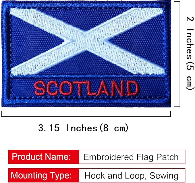 EmWoot 2PCS Scotland Flag Patch Embroidered Morale Patch Military Tactical Patches Hook and Loop