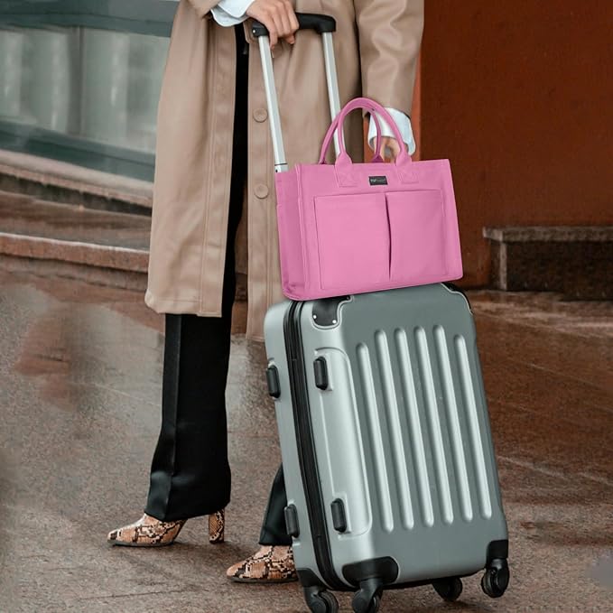 TOPDesign Heavy-Duty Canvas Tote Bag for Women, Adjustable Crossbody/Shoulder Handbag with 9 Pockets, Everything Tote