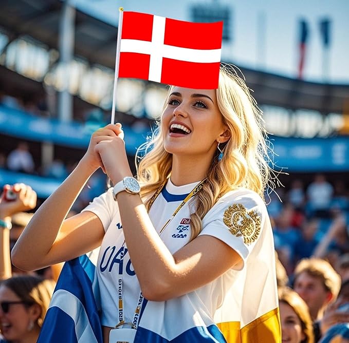20 Pack Small Denmark Flags on Stick Mini Handheld Danish Flag for Parades, Independence Day and Patriotic Events 5x8 Inch Durable Weather-Resistant Flags with 12 Inch Sticks(Denmark)