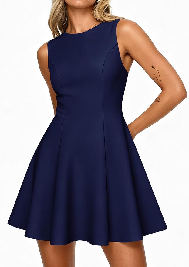 PRETTYGARDEN Summer Dresses for Women 2026 Elegant Sleeveless Boat Neck A Line Spring Formal Cocktail Party Mini Dress