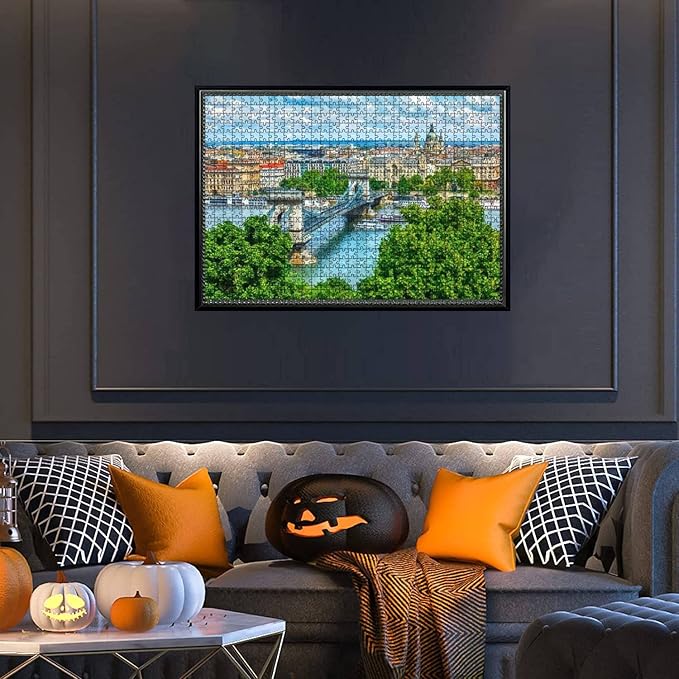 Chain Bridge on Danube River in Budapest City Hungary Urban 500 Piece Jigsaw Puzzle Game - Colorful Large Puzzles Artwork for Adults Teens Puzzle Game Toy Gift