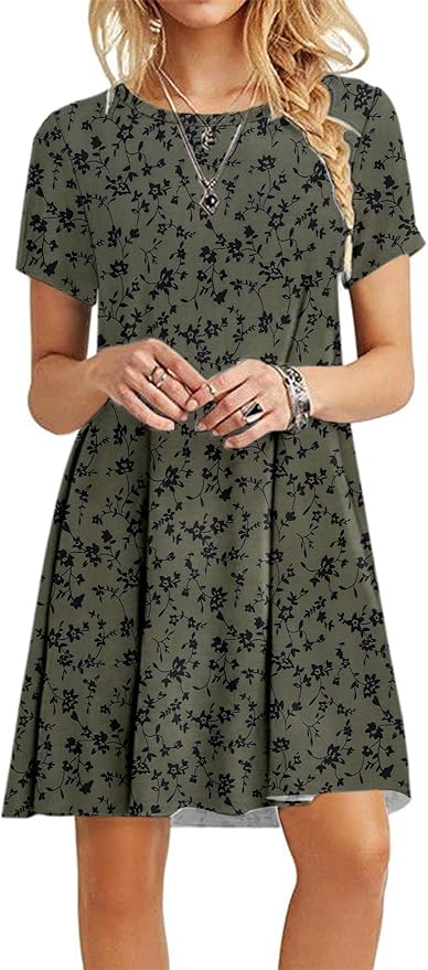 MOLERANI Women's Casual Plain Simple T-Shirt Loose Dress