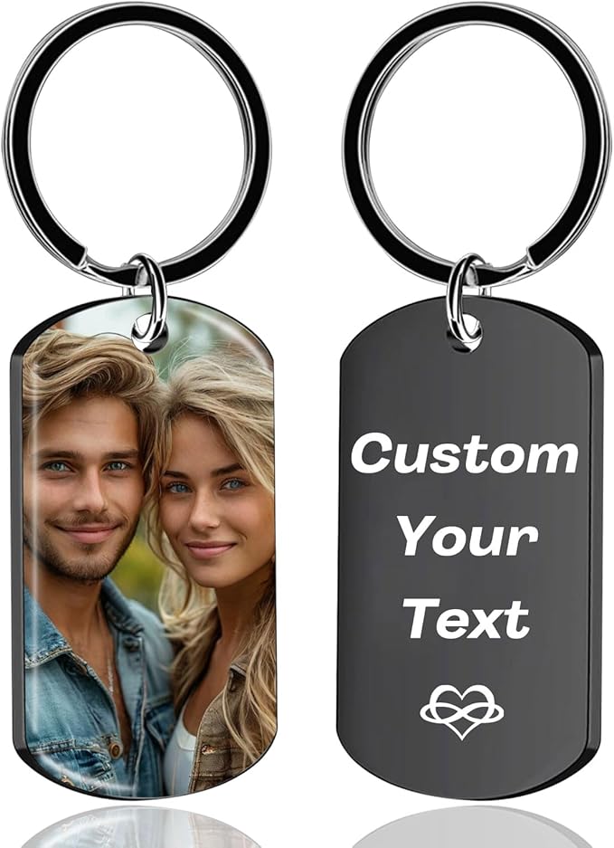 KBPTM Customized Double Sided Keychain - Personalized Engraved Text/Number/Name Keychain, Custom Key chain Gift for Boyfriend