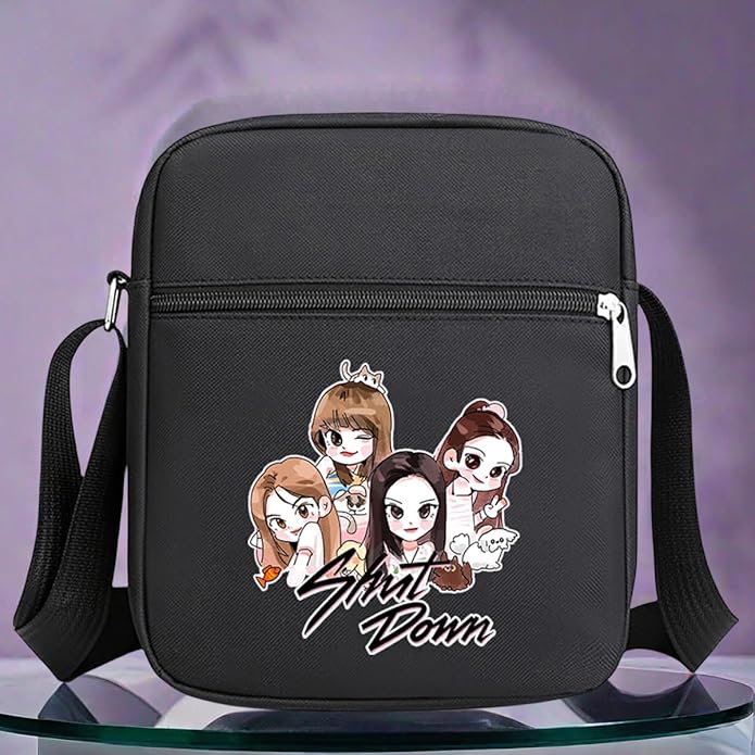 Korean Black K-pop Pink Shut Down Merch Crossbody Bag Handbag for Women