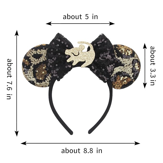 zhezesmila Mouse Ears for Women Lion Style King Headband Animal Kingdom Ears Party Costume Hair Accessories for Party Theme Park