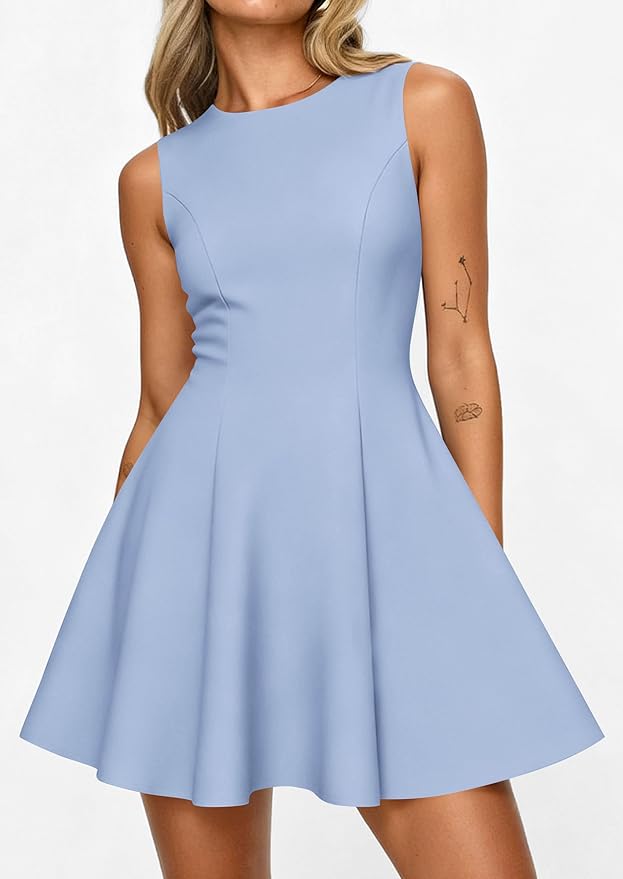 PRETTYGARDEN Summer Dresses for Women 2026 Elegant Sleeveless Boat Neck A Line Spring Formal Cocktail Party Mini Dress