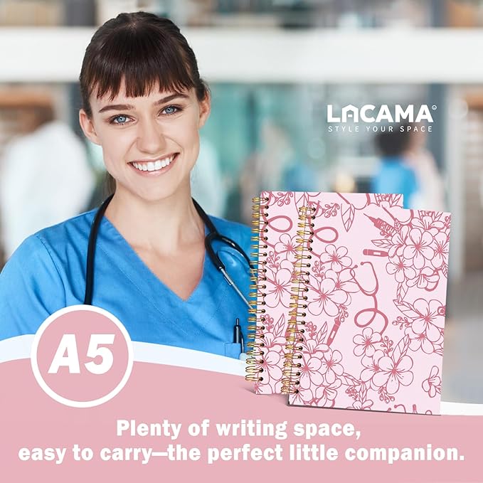 Lacama Nurse Gifts, Pink Nurse Notebook Journal for Women, Gifts for Nurses, Christmas Gift, Nursing School Essentials, Notebook for School Office Supplies 5.5x8.3 In