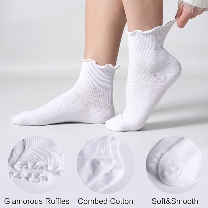 Fall Socks for Women,Halloween Socks for Ruffle Sock Gifts,Frilly Ankle Sock for Maryjane Flats Sneakers