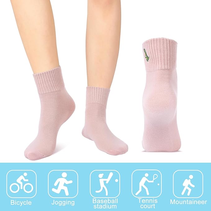 Eurzom 10 Pairs Socks Womens Crew Elastic Ankle Length Cotton Socks Aesthetic Cute Lightweight Low Cut Gifts for Women