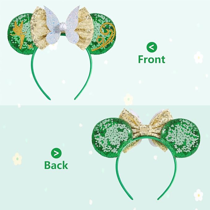 HAMUTH Mouse Ears,Birthday Decorations Headband for Women Girls Kids,Green Headband Hairs Accessories for Party Trip Parks Cosplay Costume Accessories