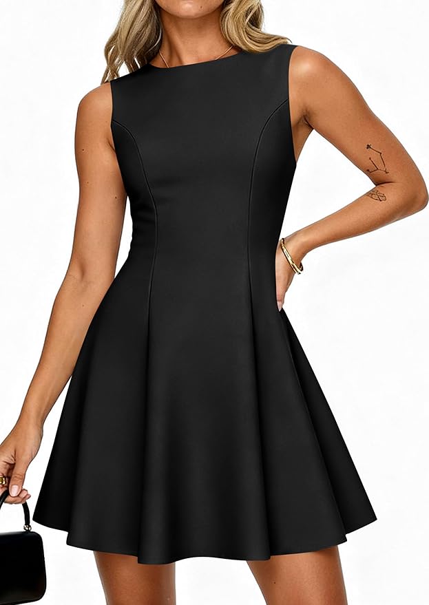 PRETTYGARDEN Summer Dresses for Women 2026 Elegant Sleeveless Boat Neck A Line Spring Formal Cocktail Party Mini Dress