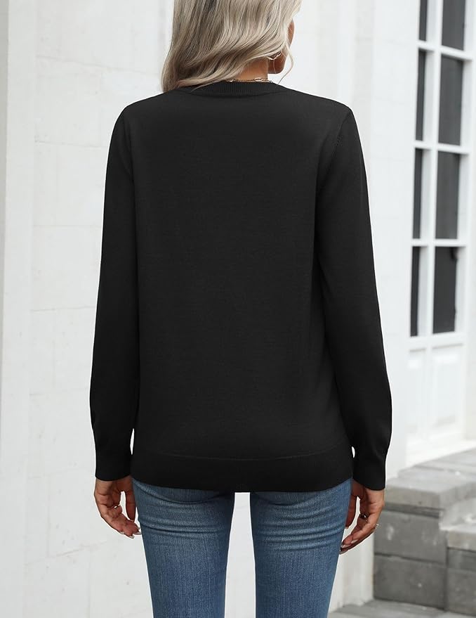 Zeagoo Womens 2026 Fall Sweaters Long Sleeve Tops Classic Crew Neck Pullover Sweaters Loose Dressy Casual Basic Clothes