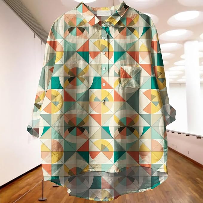 Women Funny Graphic Long Sleeve Floral Blouses Plus Size Button Shirts Casual Cute Vneck Fall Tunic Tops Trendy