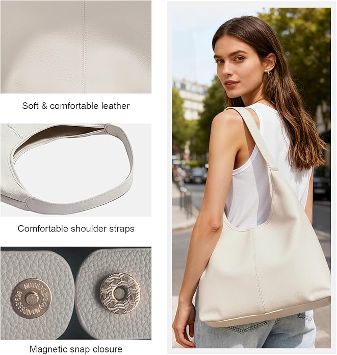 Hobo Bag for Women, Easygoing Soft Vegan Leather Shoulder Handbag Tote Purse, Spacious Work Tote, Crossbody Bag for Daily Use