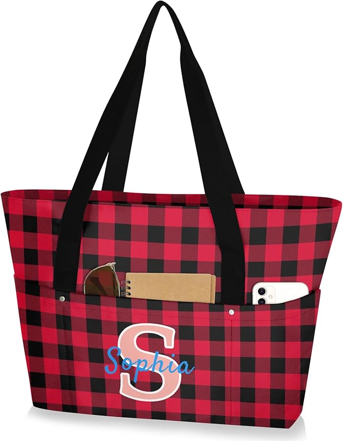 Custom Tote Bag for Women with Name Monogram for Work, Shopping, Travel, Beach