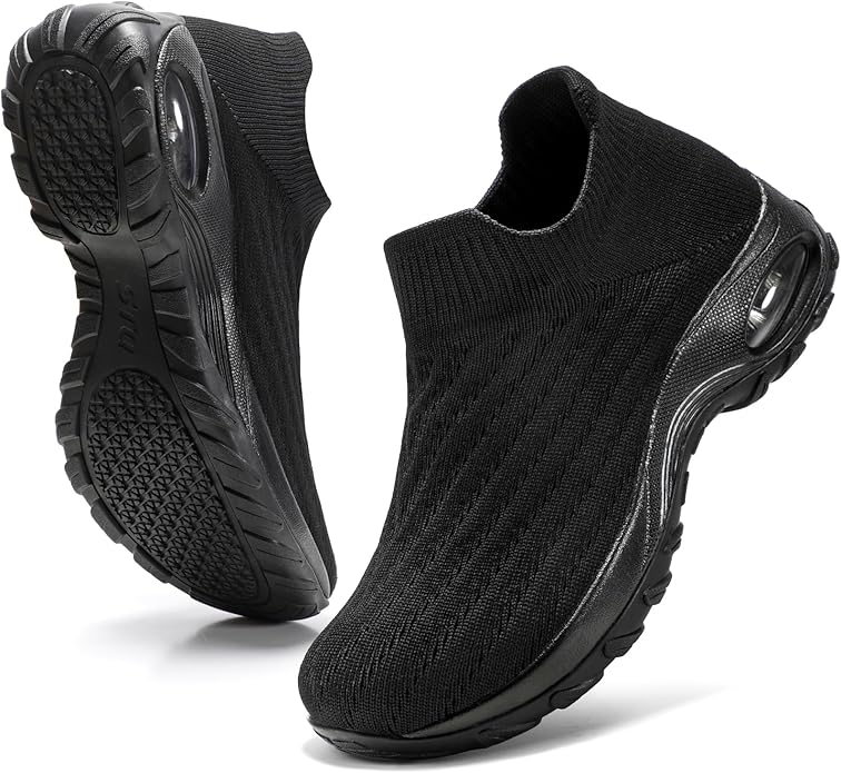 HKR Women's Walking Shoes Arch Support Non Slip Work Shoes Breathable Knit Upper Lightweight for Plantar Fasciitis