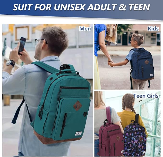 VX VONXURY Backpack for Men Women,Lightweight Bookbag with Mulitiple Pockets,Classical Water Resistant Travel Backpack