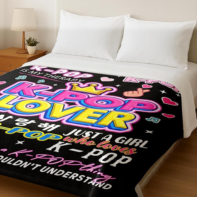 Kpop Blanket Gifts for K-Pop Fans - Super Soft Flannel Kpop Blankets for Girls Teen Fans Bedding Couch Sofa - Korean Kpop Merch Fandom Throw for Idol Lovers Dorm Decor Christmas (Style 01, 50 X 60)
