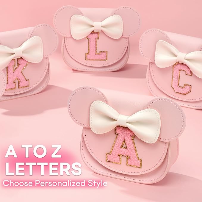 mibasies Toddler Purse Girl Gifts: Girls Birthday Gifts for 3-8 - Toys for Ages 2-4 Girls Mouse Ears Purse, Pink, Letter A