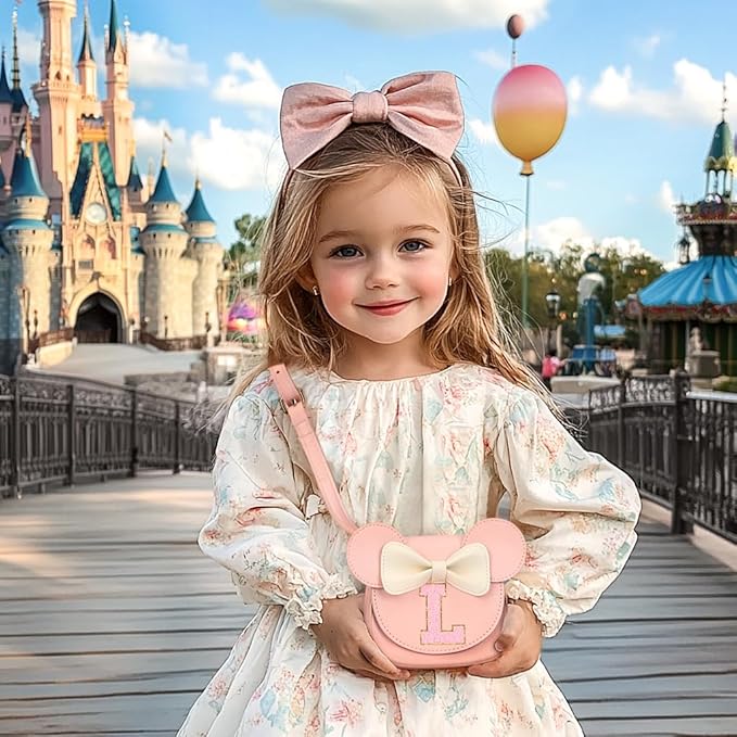 mibasies Toddler Purse Girl Gifts: Girls Birthday Gifts for 3-8 - Toys for Ages 2-4 Girls Mouse Ears Purse, Pink, Letter L