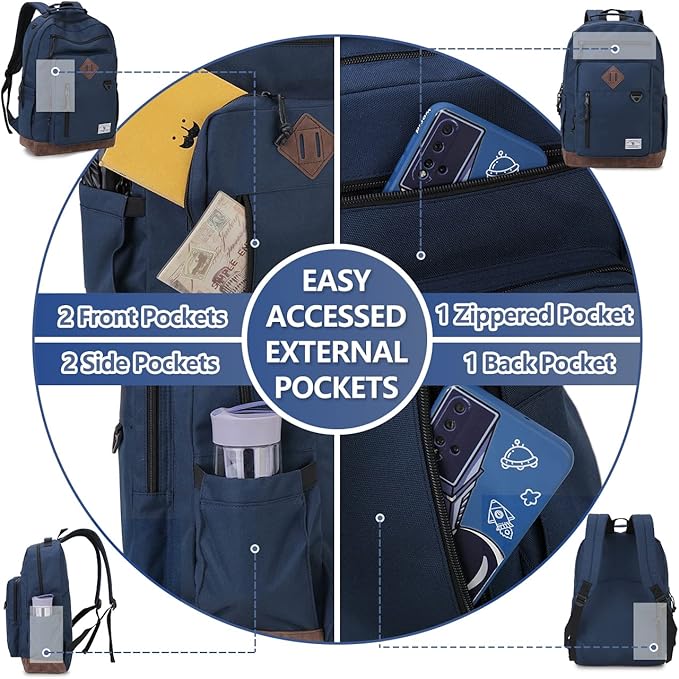 VX VONXURY Backpack for Men Women,Lightweight Bookbag with Mulitiple Pockets,Classical Water Resistant Travel Backpack