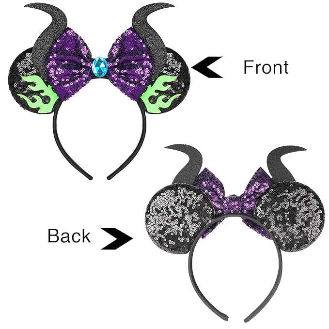 HAMUTH Devil Horns Headband,Halloween Headband for Women Girls Adults, Villain Costumes Accessories for Party Trip Parks Cosplay