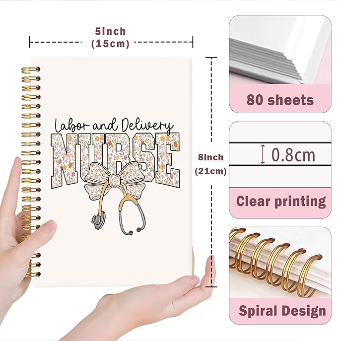 Lacama Nurse Gifts for Women, Nurse Notebook Journal, Nursing School Essentials, Nurse Appreciation Gifts, Nurses Week Gifts, Stethoscope Bow Spiral Notebook, Office School Supplies