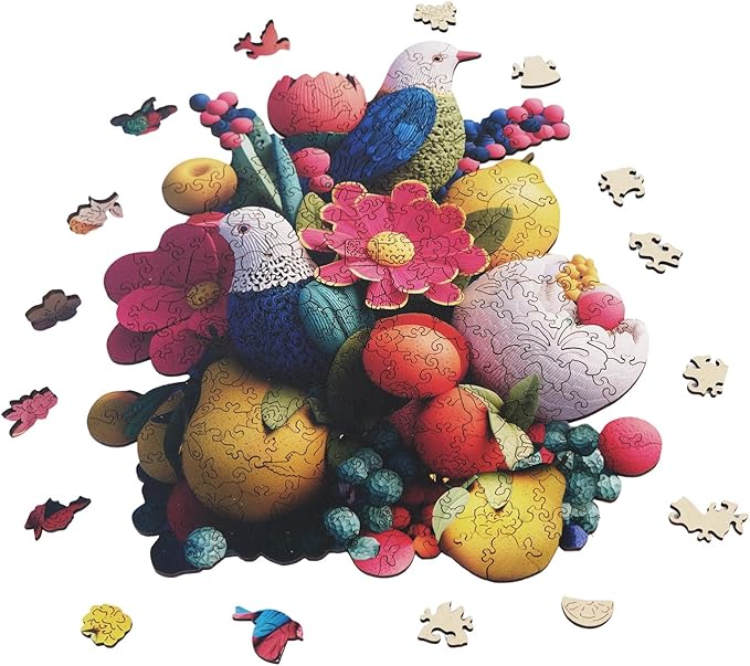 MEATRN Wooden Puzzles for Adults - Flowers & Birds Wooden Jigsaw Puzzles, 497 Pcs Laser-Cut Wood Puzzle Adults, Relaxing Mindful Puzzle Game, Unique Gift for Family and Friends, 14.6x17.7in