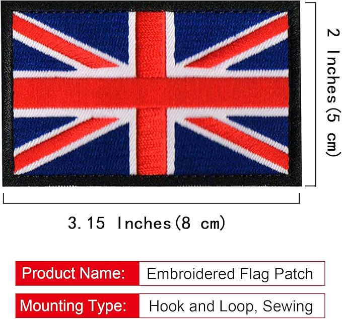 EmWoot 2PCS British UK United Kingdom Flag Patch Embroidered Morale Patch Hook and Loop(Black Border)