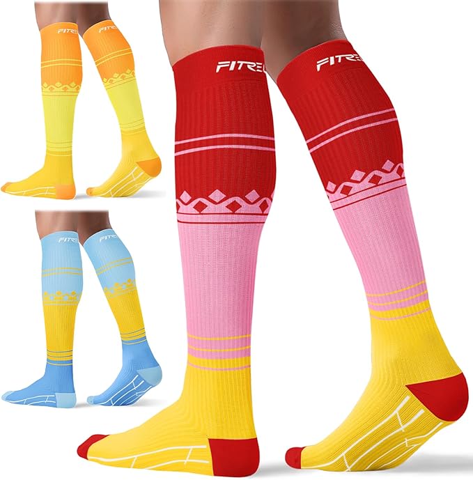FITRELL 3 Pairs Compression Socks for Women and Men 20-30mmHg-Circulation Support Socks