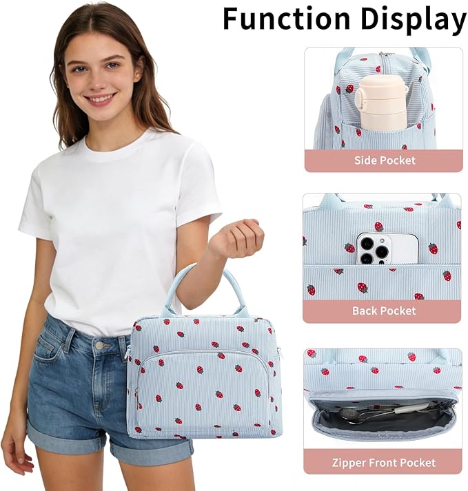 Lunch Box for Women Insulated Lunch Bag Women Adult Cute Lunch Bags Reusable Lunchbox Cooler Tote Bag for Work Picnic