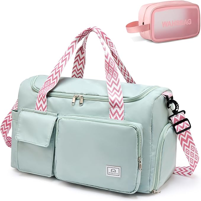 Small Gym Bag for Women, Travel Duffle Bag Carry On Weekender Bag with Shoe Compartment