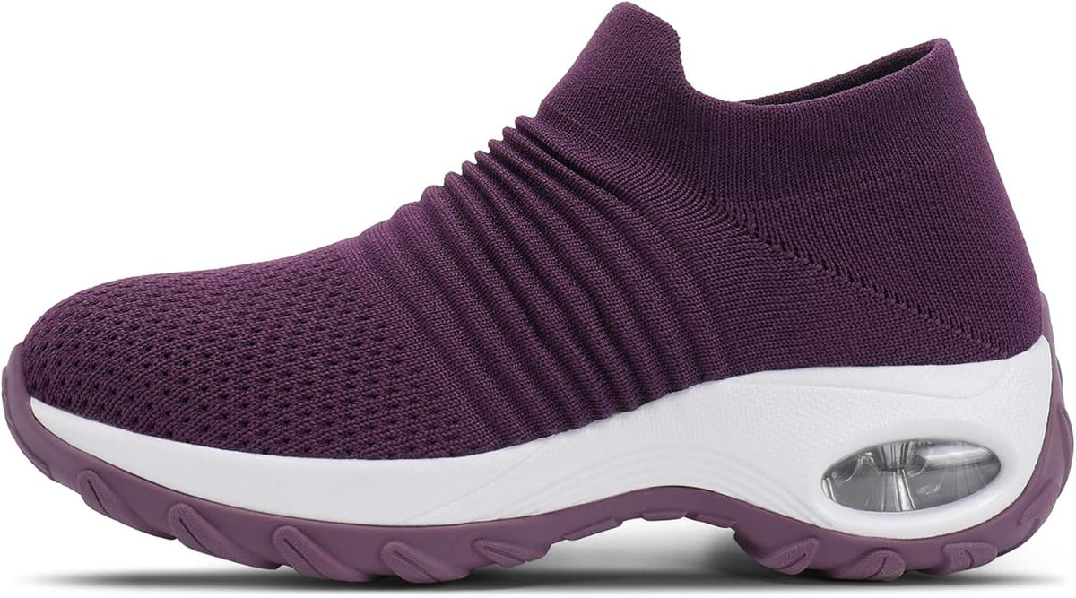 HKR Women's Walking Shoes Arch Support Non Slip Work Shoes Breathable Knit Upper Lightweight for Plantar Fasciitis