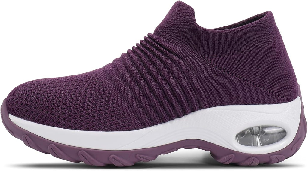 HKR Women's Walking Shoes Arch Support Non Slip Work Shoes Breathable Knit Upper Lightweight for Plantar Fasciitis