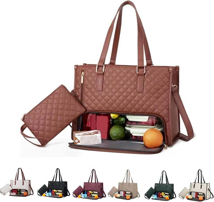 3 in 1 tote bag for women,laptop bag with lunch compartment,work tote with lunch compartment