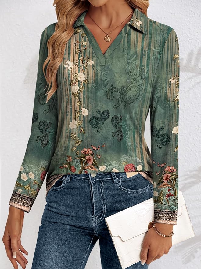 3/4 Length Sleeve Womens Tops Dressy Casual V Neck Polo Shirts Business Work Blouses 2025 Trendy Tunic Top