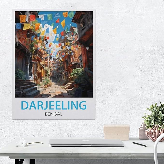 Puzzles for Adults Jigsaw Puzzles 1000 Pieces for Adults Kids，Darjeeling Bengal Vintage Travel Poster，Artwork Intellective Educational Toys Gifts（75x50cm）-BC46