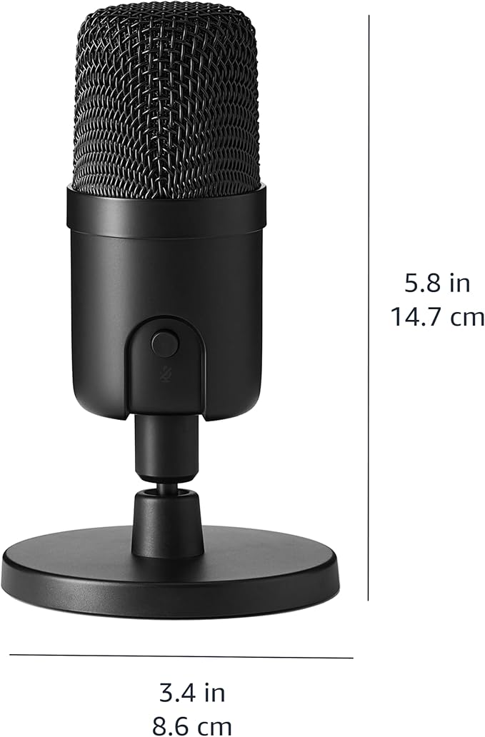 Amazon Basics USB Condenser Microphone for Streaming, Recording, and Podcasting on PC, Plug and Play, Cardioid Pickup, Adjustable Stand with 360° Rotation, 5.8 x 3.4 inches, Black