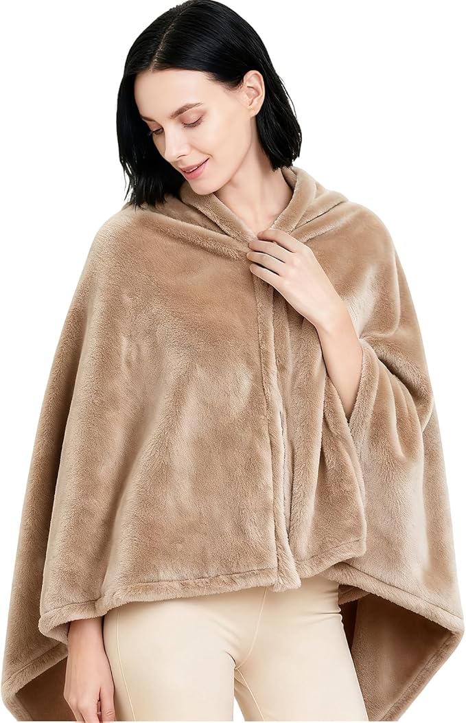 Women's Double Flannel Poncho - Snuggle Cape, Soft Warm Winter Wrap | Unisex Winter Wear for Home, Office, School