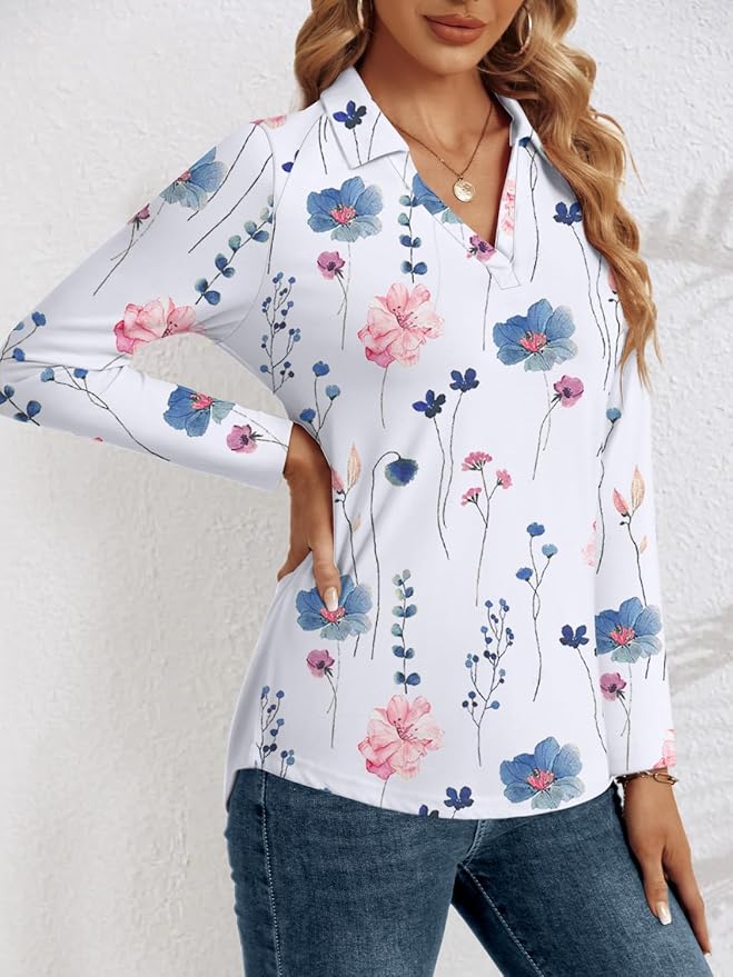 3/4 Length Sleeve Womens Tops Dressy Casual V Neck Polo Shirts Business Work Blouses 2025 Trendy Tunic Top