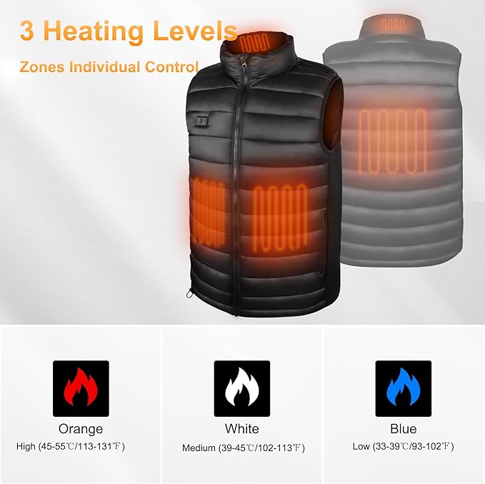 Heated Vest for Men with Battery Pack Included, Rechargeable Men's Heated Vest, Electric Heating Jacket for Winter