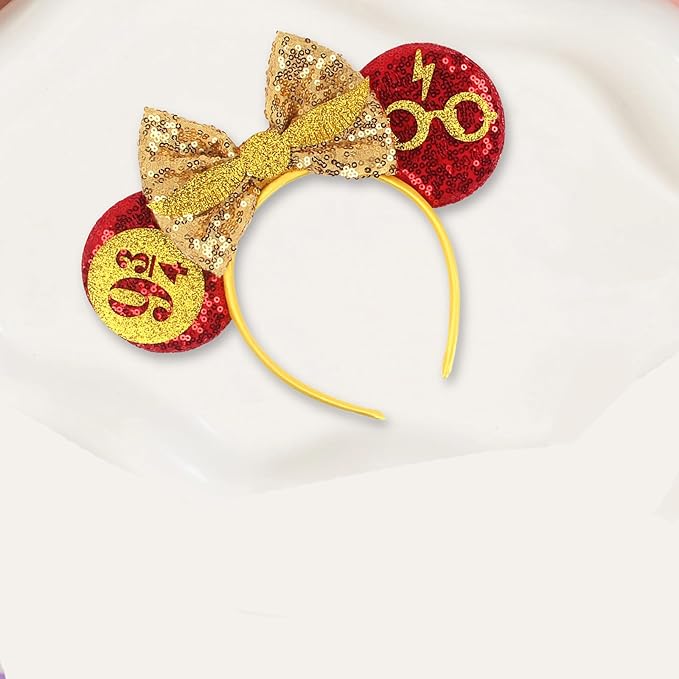 Sequin Mouse Ears Headbands for Women Girls Boys, Glitter Bows Headband for Kids Adults Birthday Party Costume Halloween