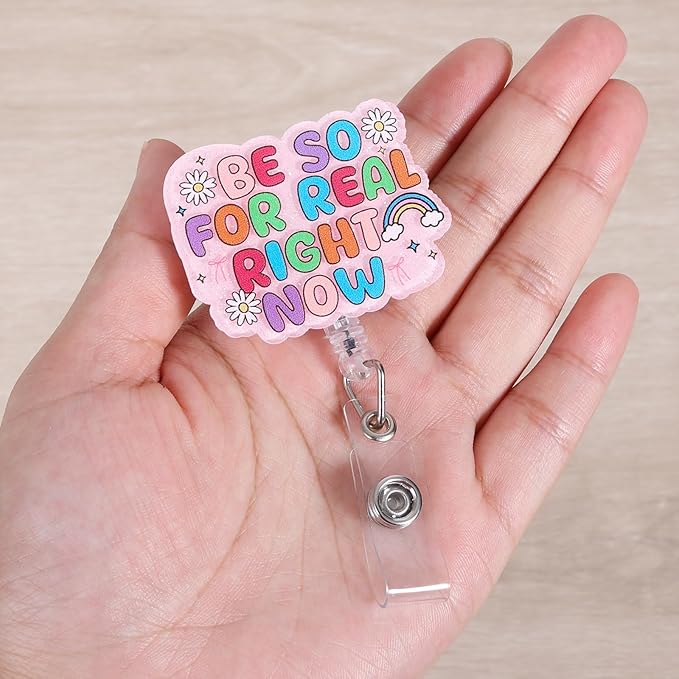 Be So for Real Right Now Funny Nurse Badge Reel, Cute Retractable ID Card Badge Holder, Name Tag Medical Badge Clip for RN CNA LPN MA Nurse Student Doctor Teacher Coworker Friends and Office Workers