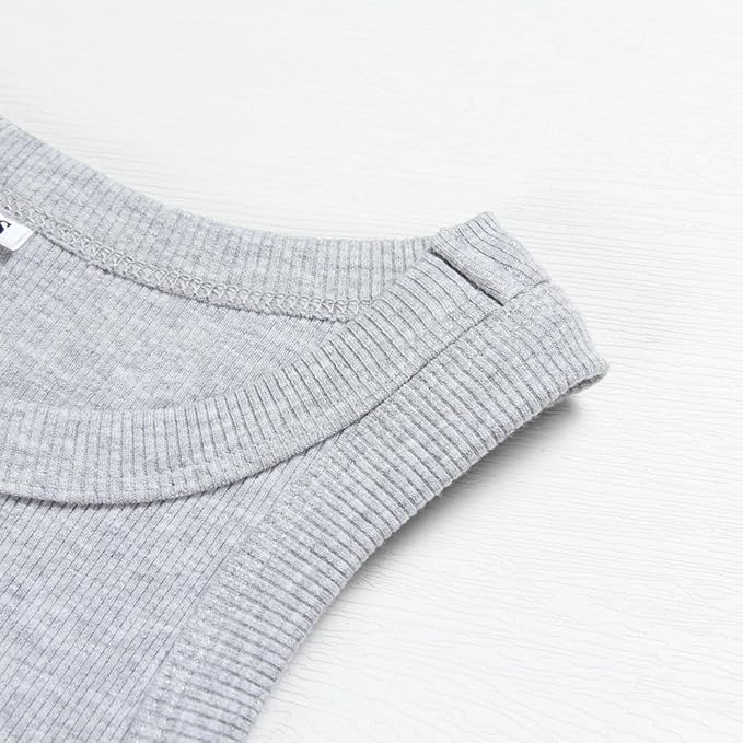 GEMBERA Womens Sleeveless Racerback High Neck Casual Basic Cotton Ribbed Fitted Tank Top