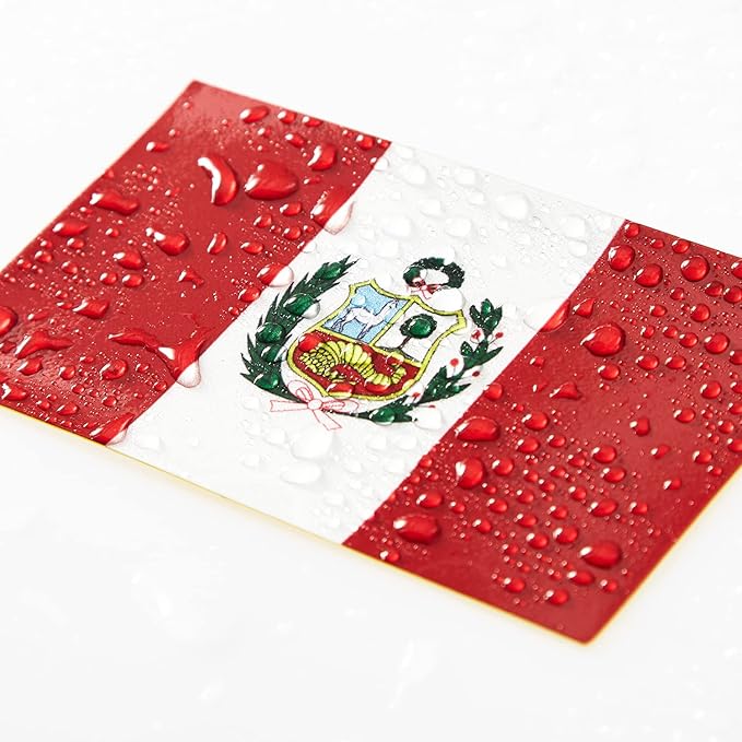 CANTENDO 5Pcs Peru Flag Decal Sticker - Peruvian Flag Reflective Vinyl Car Stickers - for Car Window Bumper Waterproof Sticker (2.5 x 4.5 Inch)