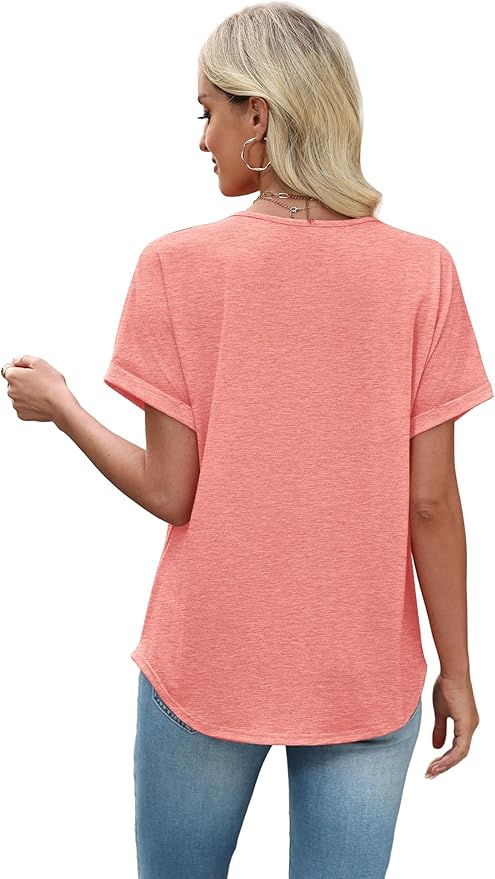 Sipaya Womens Blouses Dressy Casual Summer Shirts Short Sleeve Lace Front Boho Tunic Tops for Leggings Fashion Clothes