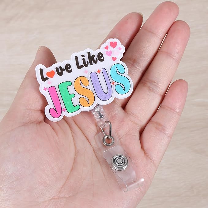 Love Like Jesus Funny Medical Badge Reel | Retractable ID Card Mental Health Badge Holder | Name Tag Faith Badge Clip for RN LPN CNA MA ER Night Shift Nurse Nursing Student Psychotherapist Doctor