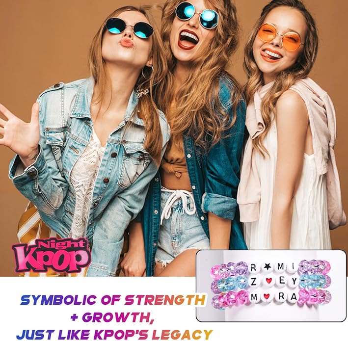 AICase for Korea-Pop Merch Gifts Toys Cosplay Inspired Crystal Bracelets 3 Pcs Stackable Stretch Friendship Beaded Bracelets Costume Merchandise Jewelry Gifts for Fans Birthday Christmas women