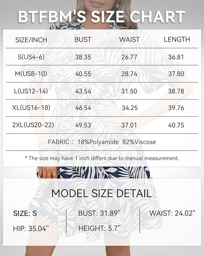 BTFBM Women Summer Floral Short Dresses V Neck Short Sleeve Tiered Ruffle Boho Swing Dress A-Line Mini Dresses